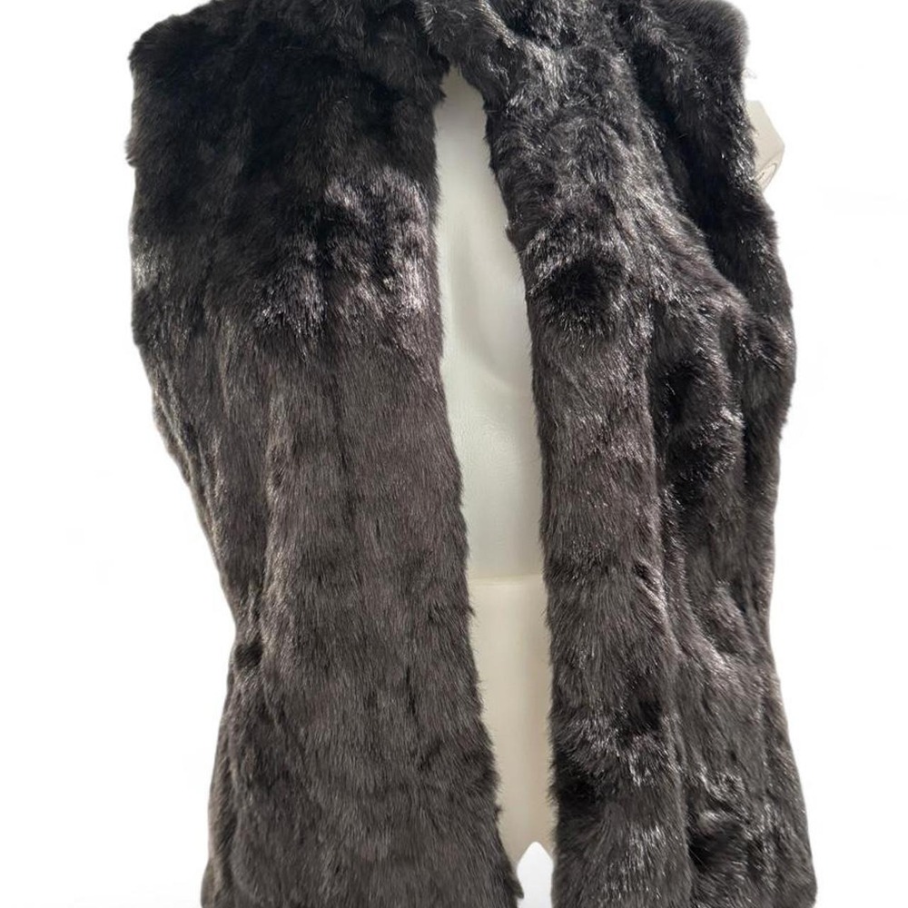 Banana Republic dark gray Faux Fur Vest with Collar and Chain Detail M